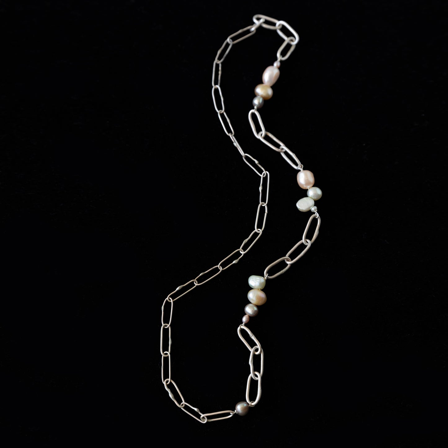 Pearl and Silver Chain Necklace