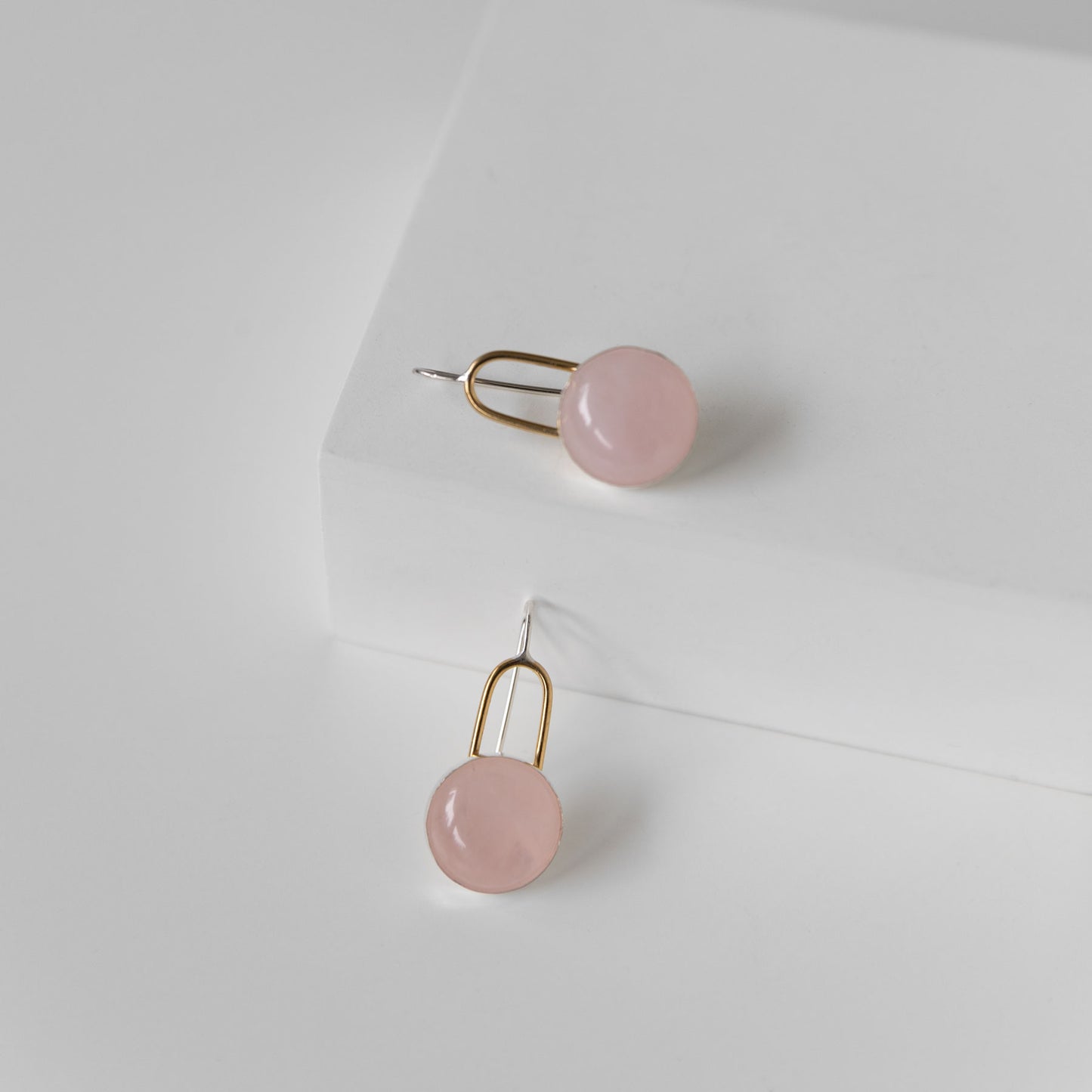 New Moon Earrings - Rose Quartz