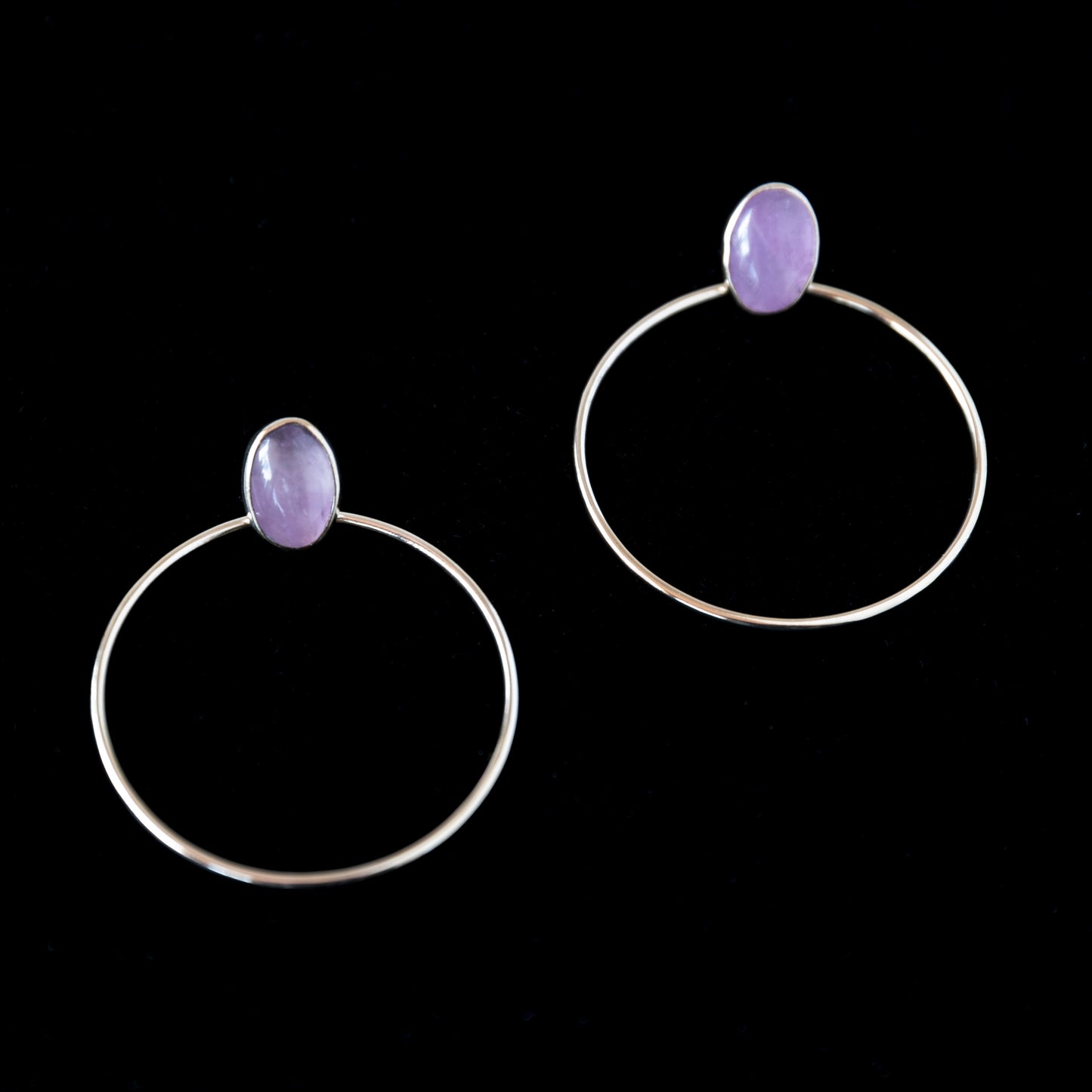 Silver Amethyst Hoop Earrings