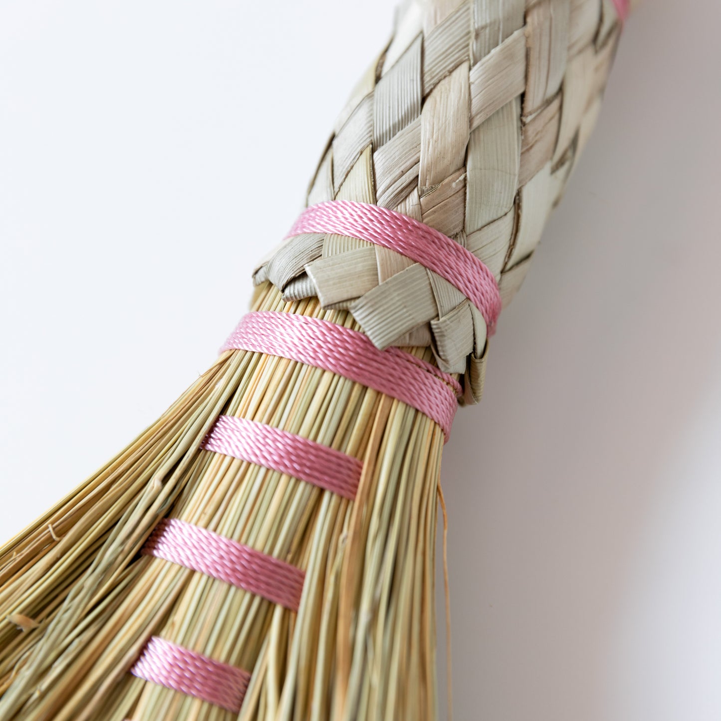 Handwoven Mini Broom with Pink Detail