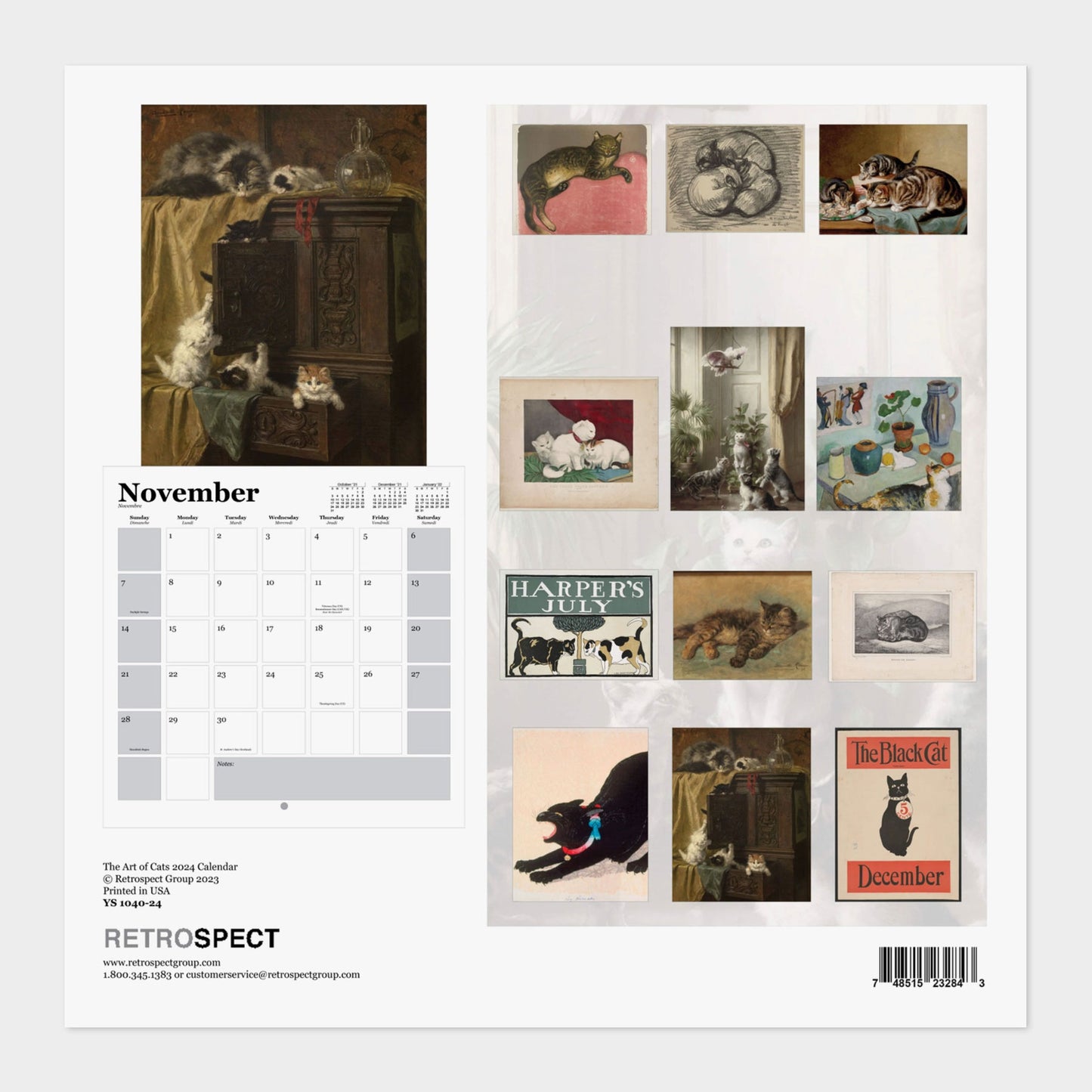 The Art of Cats 2024 Square Calendar