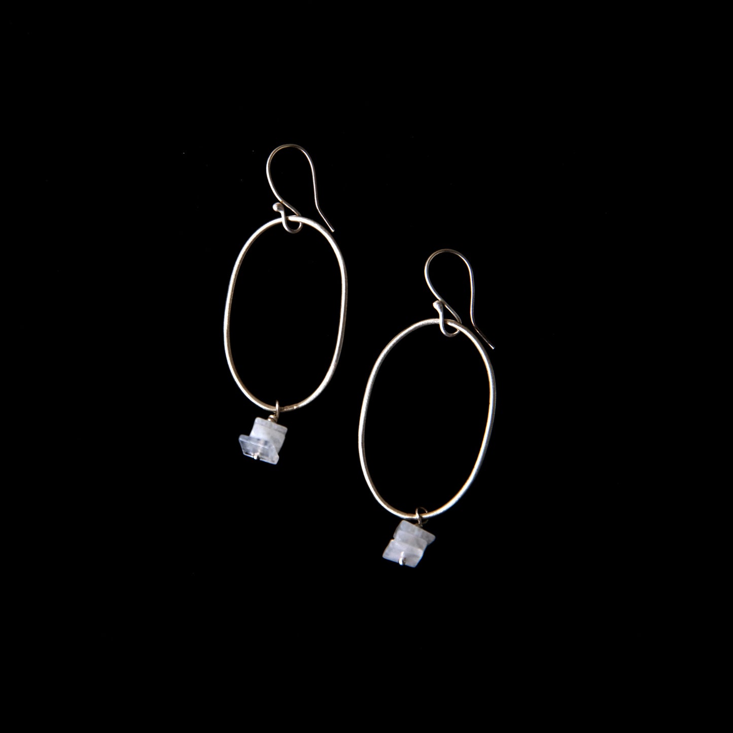 Silver Oval Drops with Moonstone