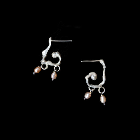 Pink Pearl Spiral Earrings