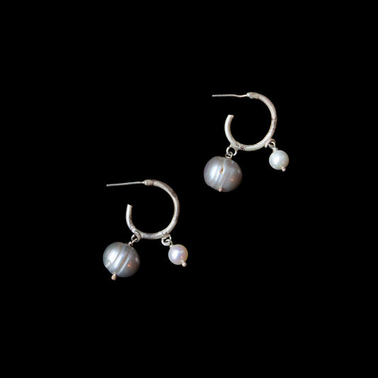 Sterling Silver Spiral Earrings with Pearls