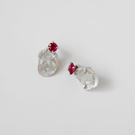 Ruby and Aquamarine Earrings