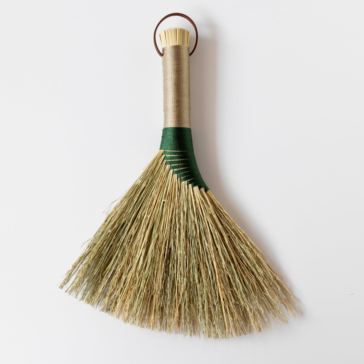 Handwoven Mini Broom with Green Handle