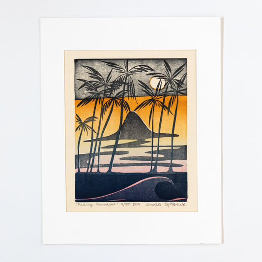 Fading Paradise woodcut print