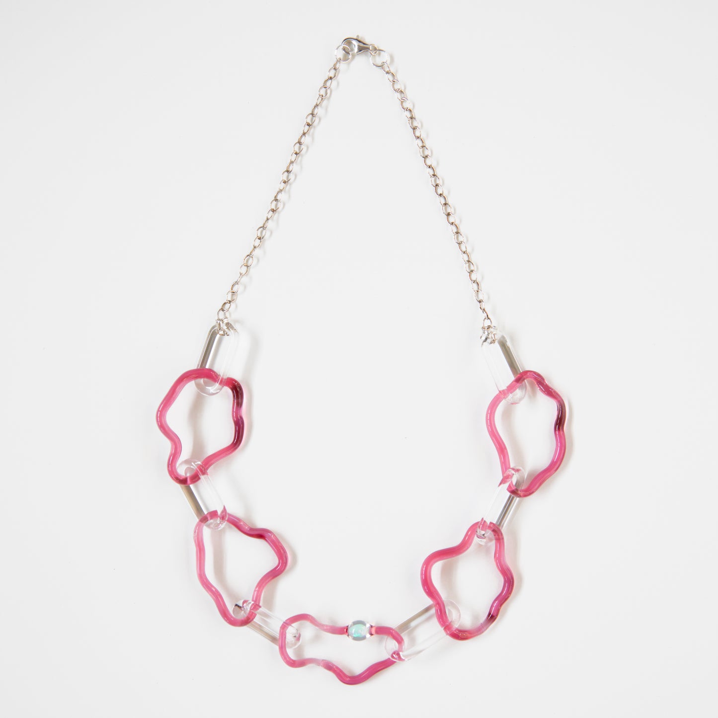Glass Chain Necklace with Opal