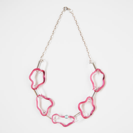 Glass Chain Necklace with Opal