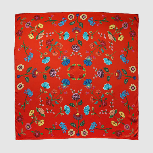 Beaded Floral Silk Scarf