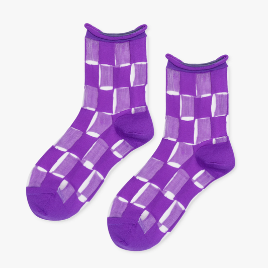 Purple Chunks Sheer Socks