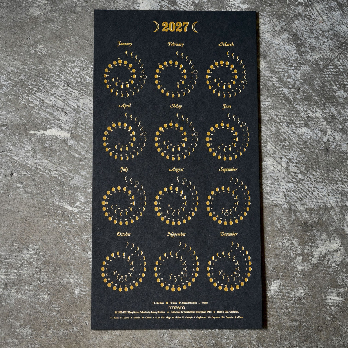 2027 Black and Gold Calendar