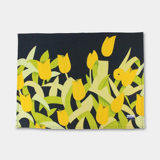 Yellow Tulips Linen Tea Towel