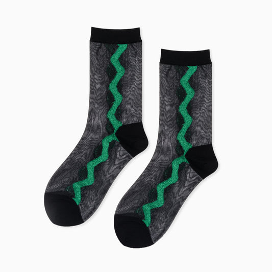 Zig Zag Sheer Crew Socks