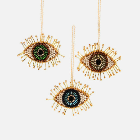Gold Beaded Eye Ornament