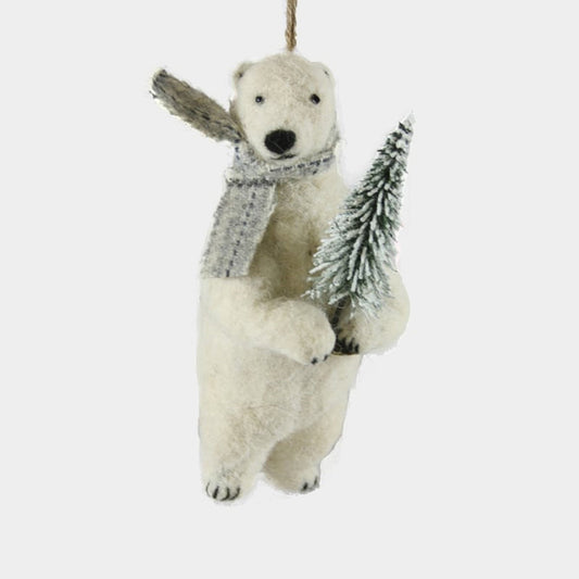Felt Polar Bear Ornament