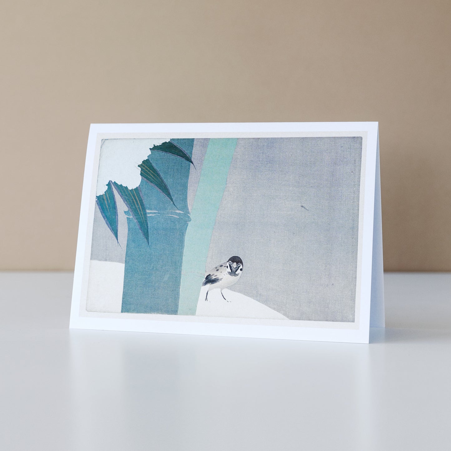 Sparrow Beside Bamboo in Snow Boxed Cards