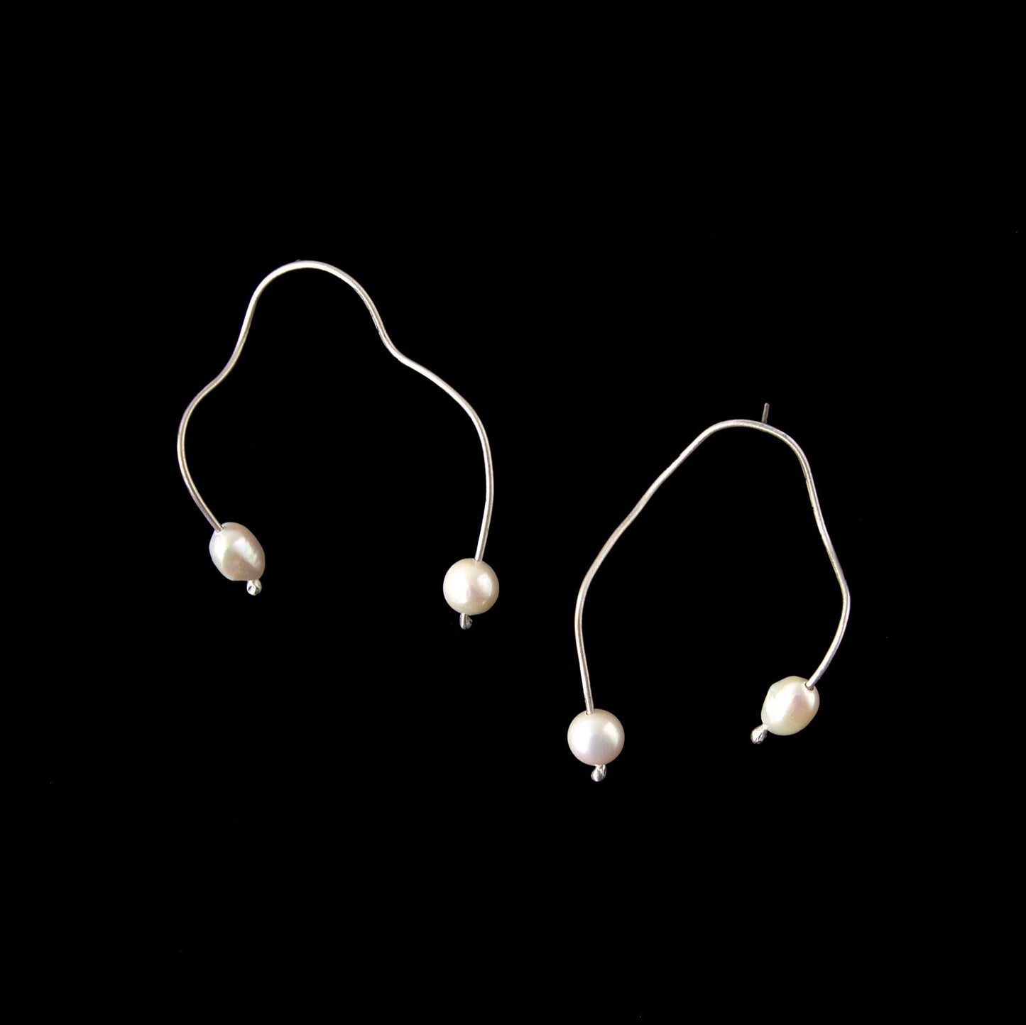 Squiggle Earrings with Freshwater Pearls