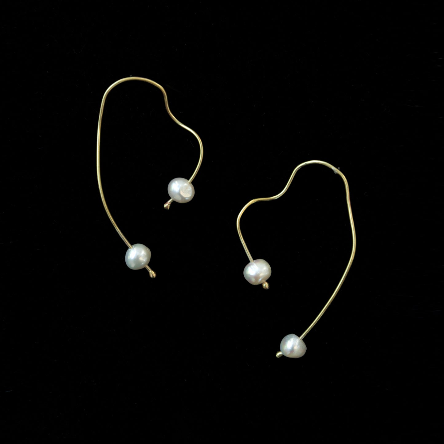 Squiggle Earrings with Freshwater Pearls