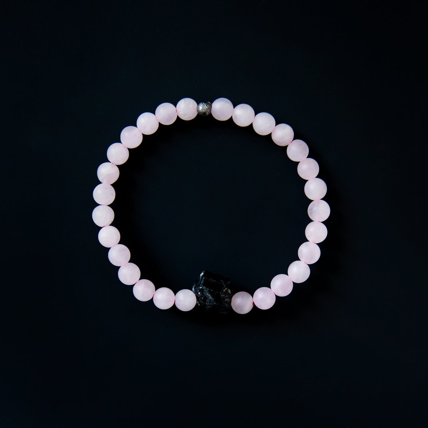 Rose Quartz and Black Tourmaline Bracelet