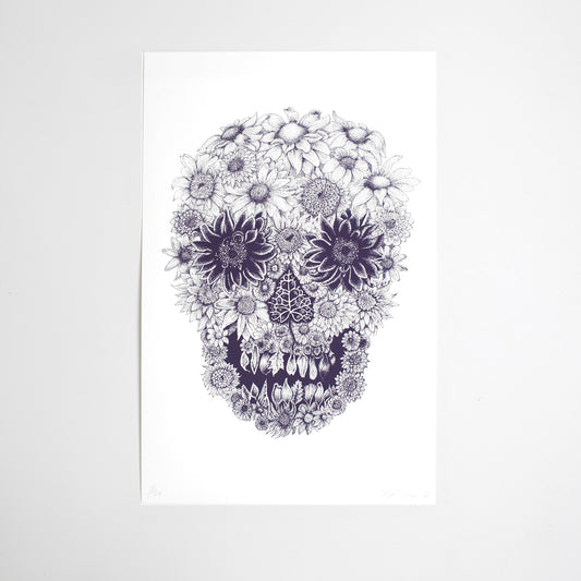 Purple Floral Skull Print