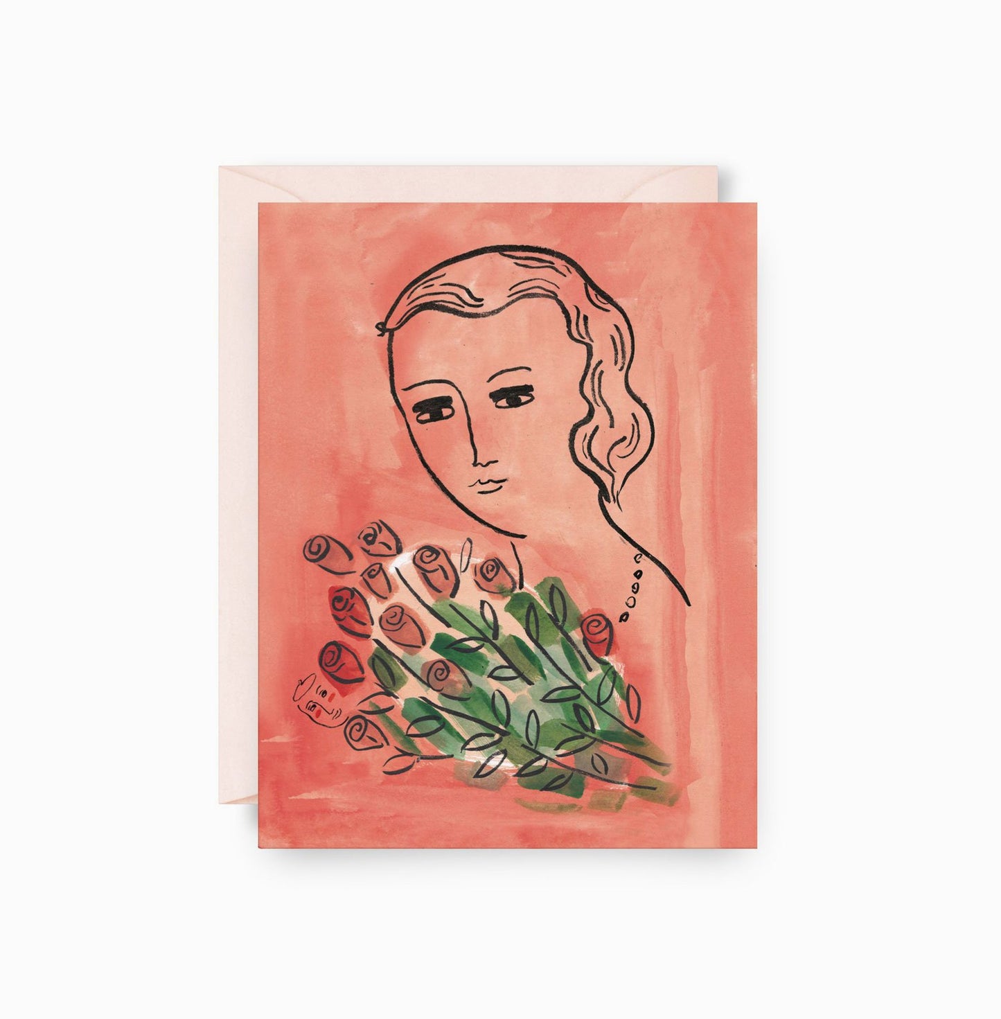 Woman with Roses Card