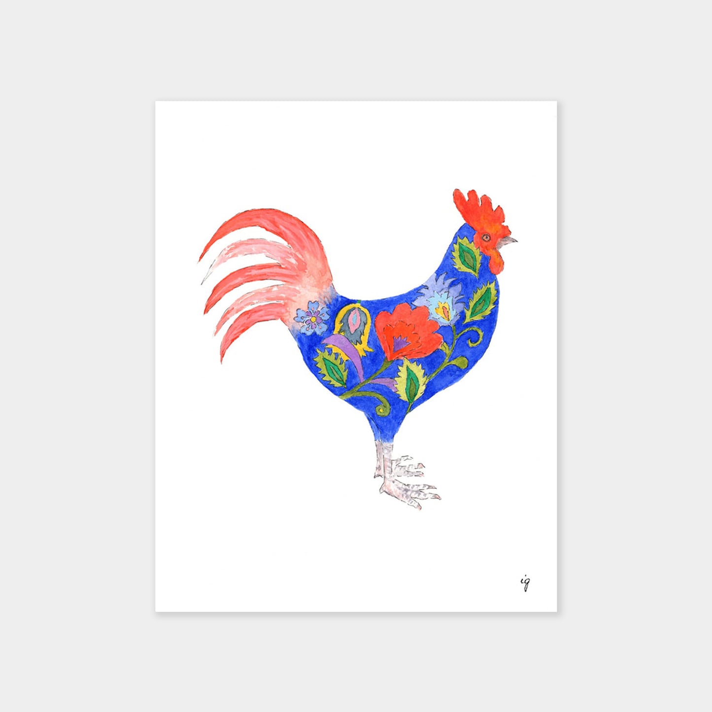 Folk Rooster Card