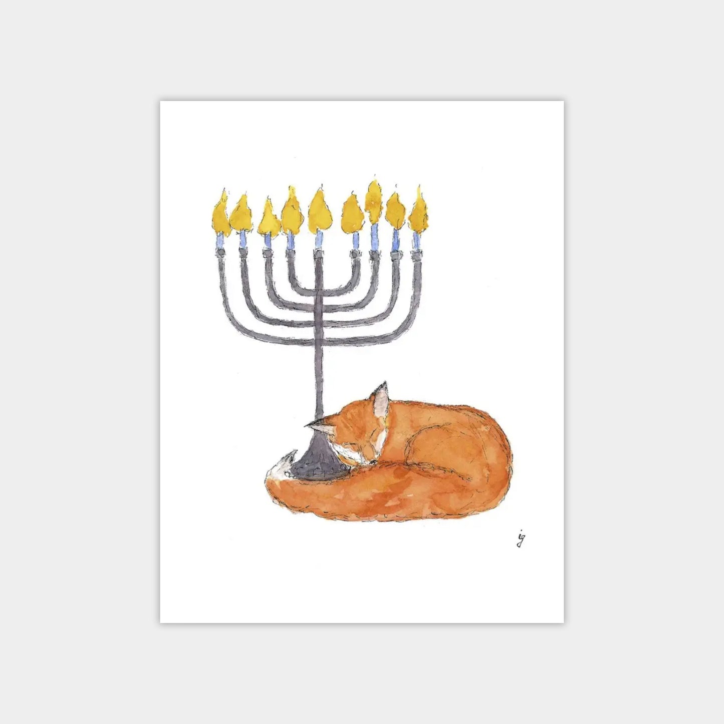 Hanukkah Fox Card